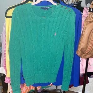 Ralph Lauren Teal Cable Knit Sweater Size Medium
